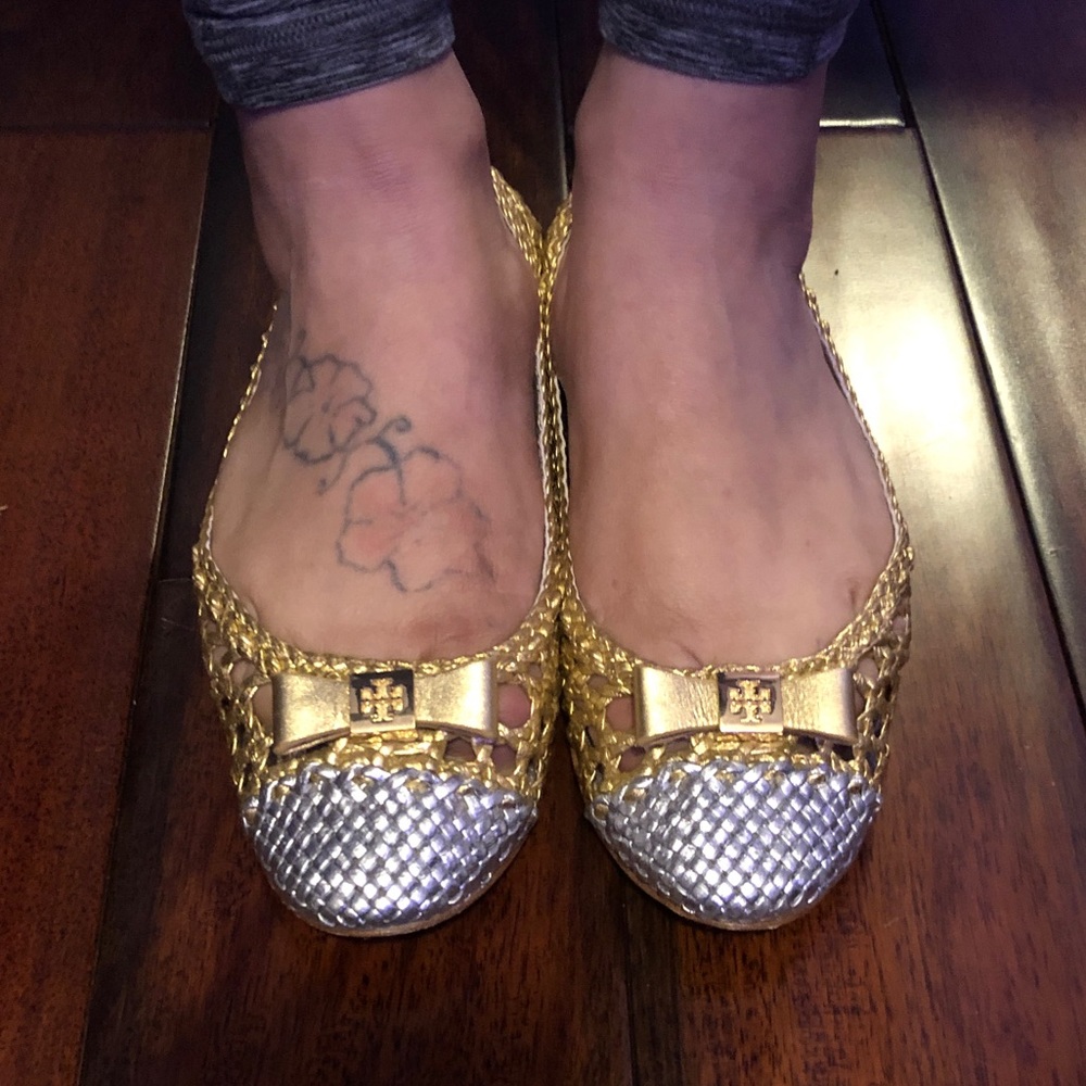 Tory Burch Metallic Cap-Toe Ballet Flat